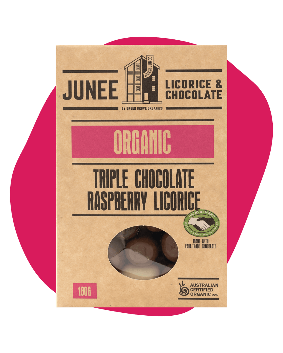 Organic Triple Chocolate Raspberry Licorice – Junee Licorice and Chocolate