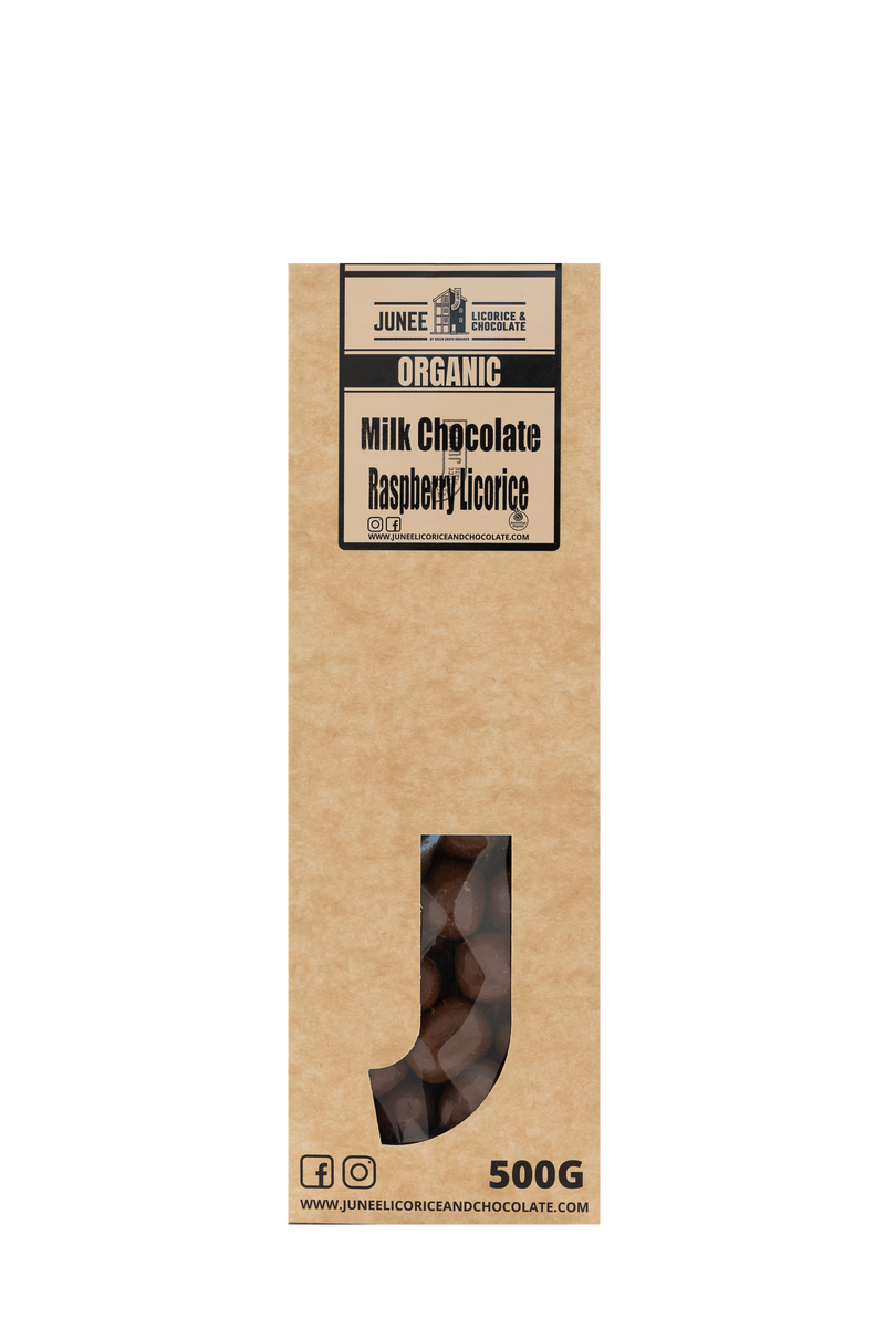 Organic Milk Chocolate Raspberry Licorice – Junee Licorice and Chocolate